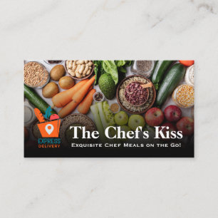 Tarjeta De Visita Logotipo de Chef   Logotipo de Comestibles   Servi