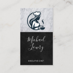 Tarjeta De Visita Logotipo de chef mujer cocinando   Restaurante