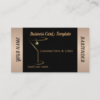 Tarjeta De Visita Logotipo de cóctel Bartender Martini 