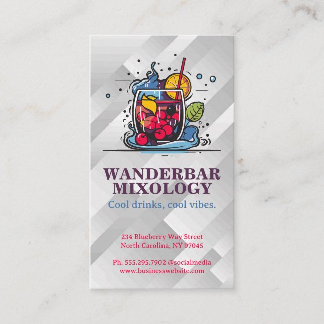 Tarjeta De Visita Logotipo de cóctel | Restaurante y bar (Anverso)