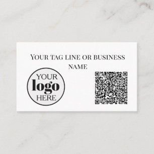 Tarjeta De Visita Logotipo de código QR blanco simple
