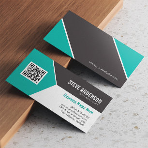 Tarjeta De Visita Logotipo de código QR corporativo moderno de turqu