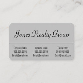 Tarjeta De Visita Logotipo de código QR de 3 nombres | Gris moderno 