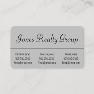 Tarjeta De Visita Logotipo de código QR de 3 nombres   Gris moderno 