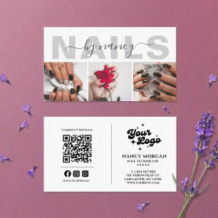 Tarjeta De Visita Logotipo de código QR de collage de fotos elegante