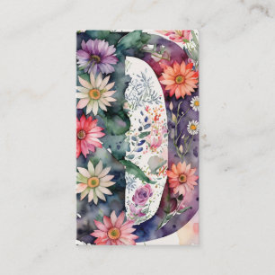 Tarjeta De Visita Logotipo de código QR de color de agua floral mono