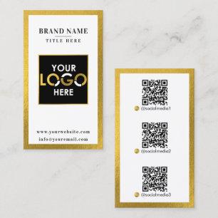 Tarjeta De Visita Logotipo de código QR de contacto digital Gold Sca