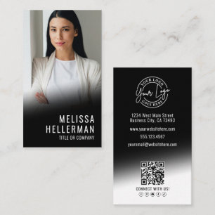 Tarjeta De Visita Logotipo de código QR de foto contemporánea negra