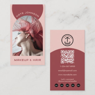 Tarjeta De Visita Logotipo de código QR de foto de cabello de maquil