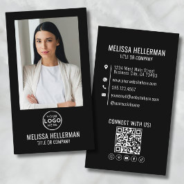 Tarjeta De Visita Logotipo de código QR de foto minimalista moderno 