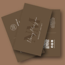 Logotipo de código QR de monograma marrón de maqui