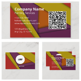 Tarjeta De Visita Logotipo de código QR de pintor colorido genial