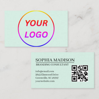Tarjeta De Visita Logotipo de código QR escaneable minimalista tarje
