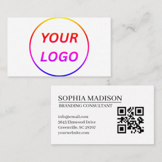 Tarjeta De Visita Logotipo de código QR escaneable minimalista tarje