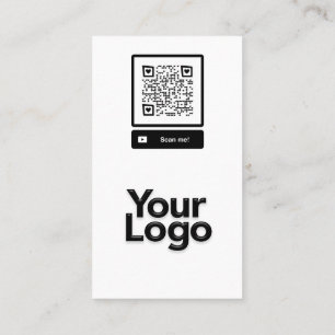 Tarjeta De Visita Logotipo de código QR floral blanco y negro monogr