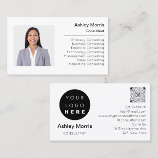 Tarjeta De Visita Logotipo de código QR Foto profesional Corporativa