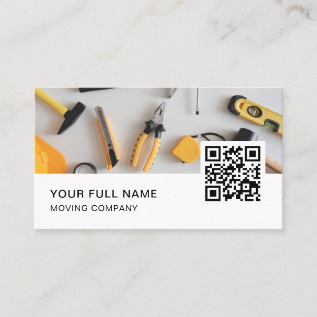 Tarjeta De Visita Logotipo de código QR Handyman (Anverso)