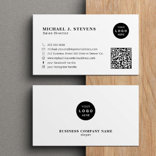 Tarjeta De Visita logotipo de código QR minimalista profesional blan