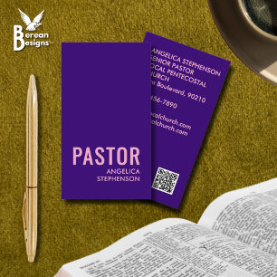 Tarjeta De Visita Logotipo de código QR minimalista rosa morado PAST