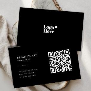 Tarjeta De Visita Logotipo de código QR negro profesional moderno Mi