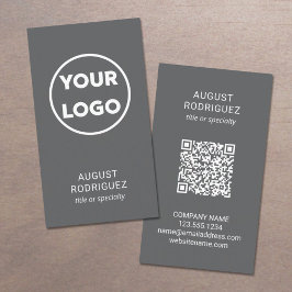 Tarjeta De Visita Logotipo de código QR personalizado Gris oscuro mo