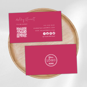 Tarjeta De Visita Logotipo de código Qr profesional Moderno de rosa