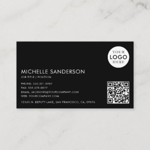 Tarjeta De Visita Logotipo de Código QR Profesional Simple Minimalis