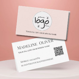 Tarjeta De Visita Logotipo de código QR Rubor moderno y sencillo