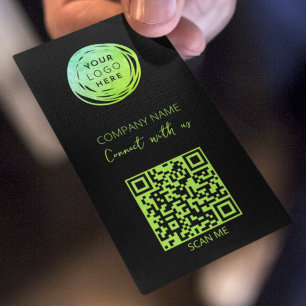 Tarjeta De Visita Logotipo de código QR Verde fluorescente