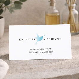 Tarjeta De Visita Logotipo de Colibrí Azul Celeste Naturópata, Atenc