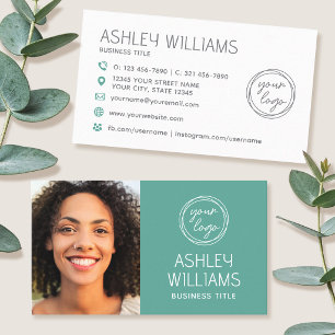 Tarjeta De Visita Logotipo de color de foto personalizado moderno ma