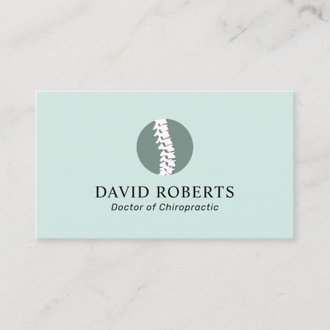 Tarjeta De Visita Logotipo de columna quiropráctico Moneda verde (Anverso)