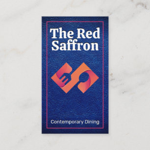 Tarjeta De Visita Logotipo de comedor moderno   Cuero azul