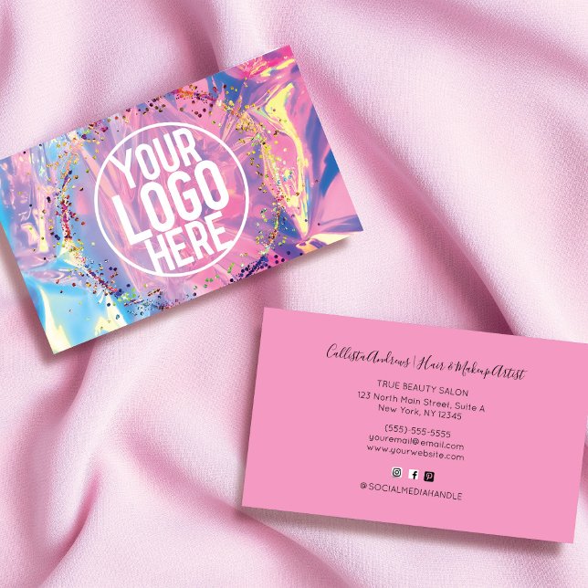 Tarjeta De Visita Logotipo de confetti Purpurina del Holograma Púrpu (Subido por el creador)