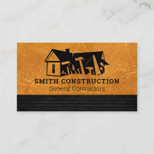 Tarjeta De Visita Logotipo de construcción Cuero Ladrillo