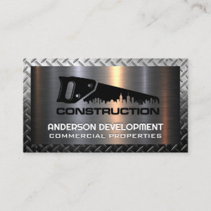 Tarjeta De Visita Logotipo de construcción de manchas   Metálico