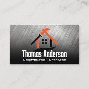 Tarjeta De Visita Logotipo de construcción   Fondo metálico