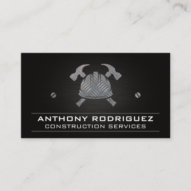 Tarjeta De Visita Logotipo de construcción | Gorra duro | Martillos  (Anverso)