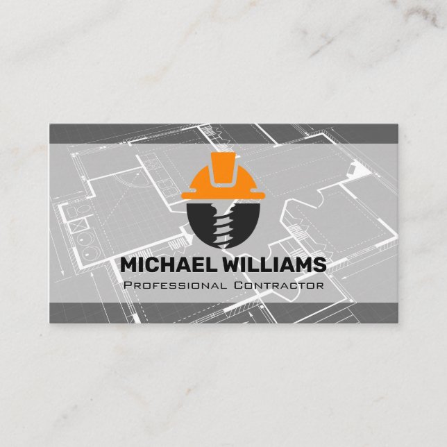 Tarjeta De Visita Logotipo de construcción | Plano (Anverso)
