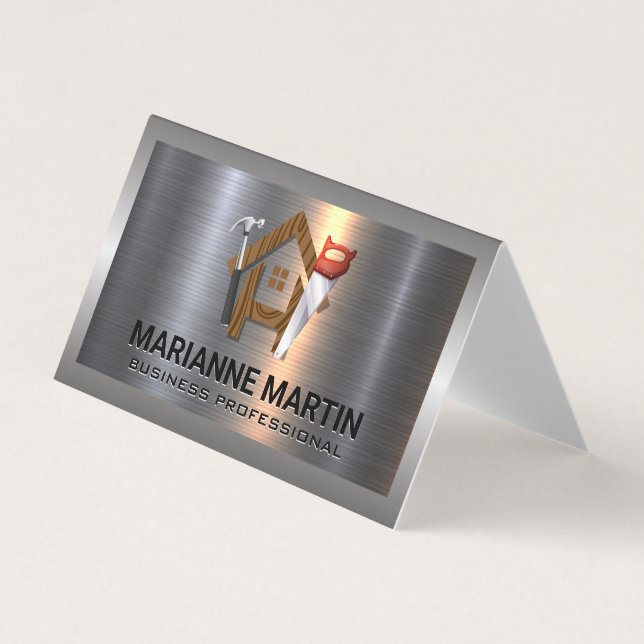 Tarjeta De Visita Logotipo de construcción | Sombra y martillo para  (Anverso)