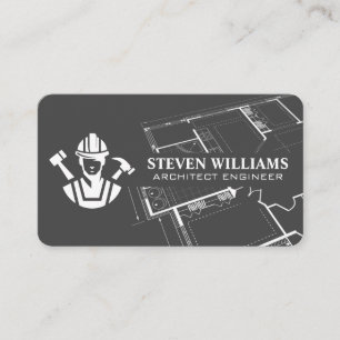 Tarjeta De Visita Logotipo de Constructor de Obras   Plano