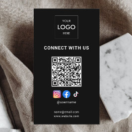 Tarjeta De Visita Logotipo de Consultor Moderno en Negro Código QR