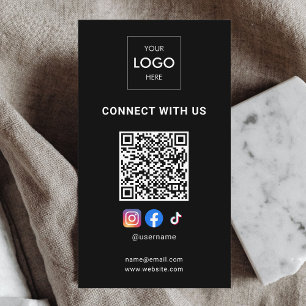 Tarjeta De Visita Logotipo de Consultor Moderno en Negro Código QR