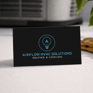Tarjeta De Visita Logotipo de contratista de HVAC moderno negro