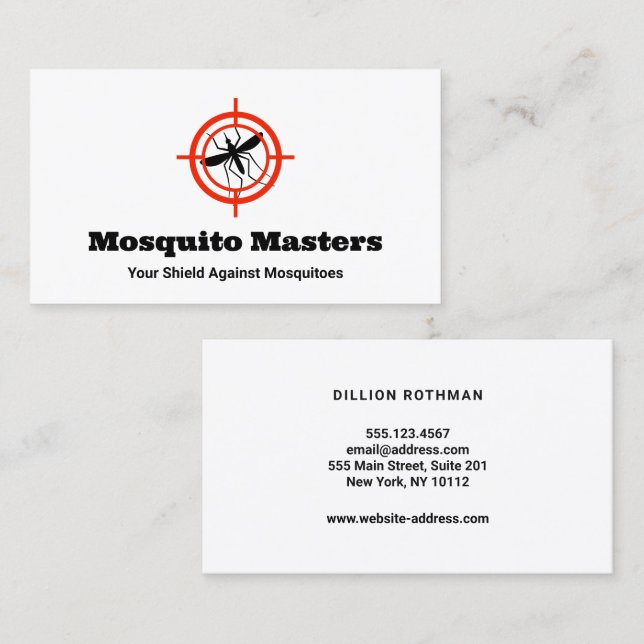 Tarjeta De Visita Logotipo de control de plagas con mosquitos (Anverso / Reverso)