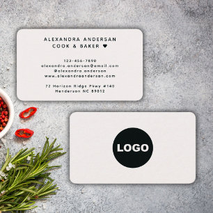 Tarjeta De Visita Logotipo de Cook Baker Redondeado Beige Minimalist