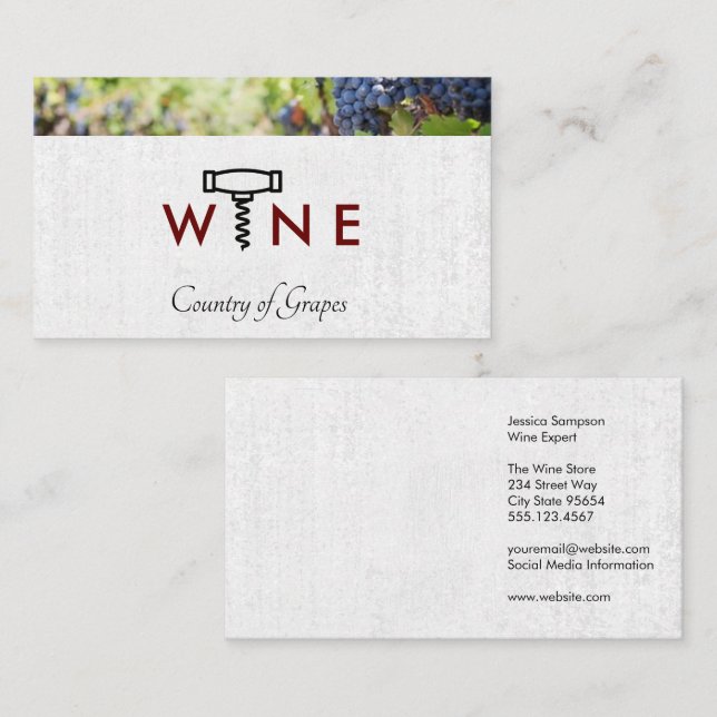 Tarjeta De Visita Logotipo de Corkbolt | Viñedo (Anverso / Reverso)