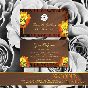 Tarjeta De Visita Logotipo de corteza de árbol de madera para Rosas