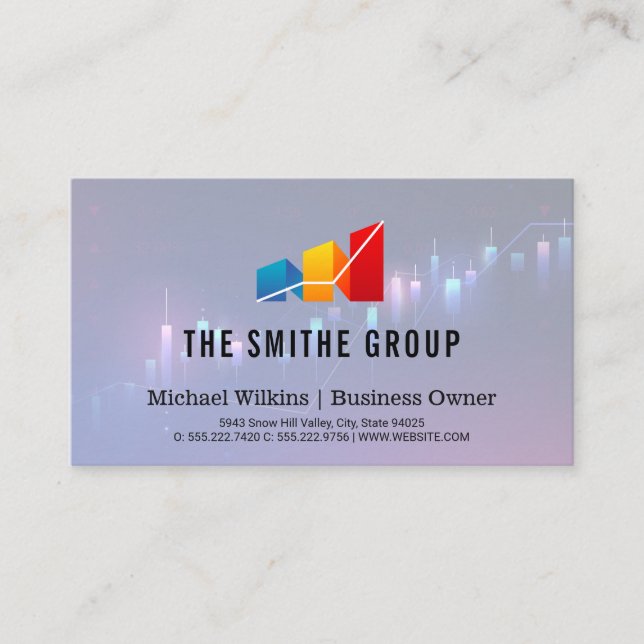 Tarjeta De Visita Logotipo de crecimiento comercial | Financieros (Anverso)