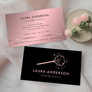 Tarjeta De Visita Logotipo de criada de Servicios de limpieza de oro